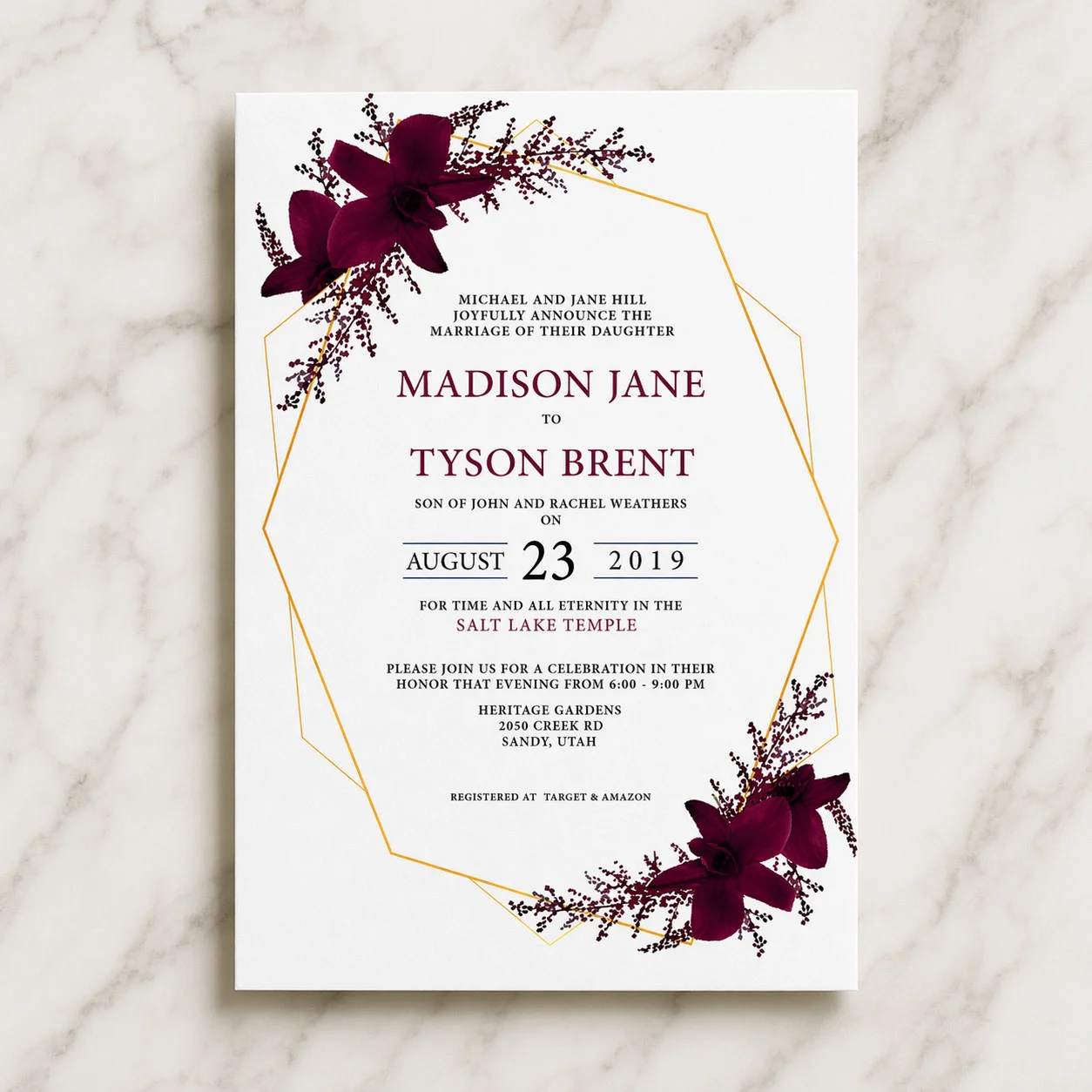 Custom LDS wedding invitation design 8