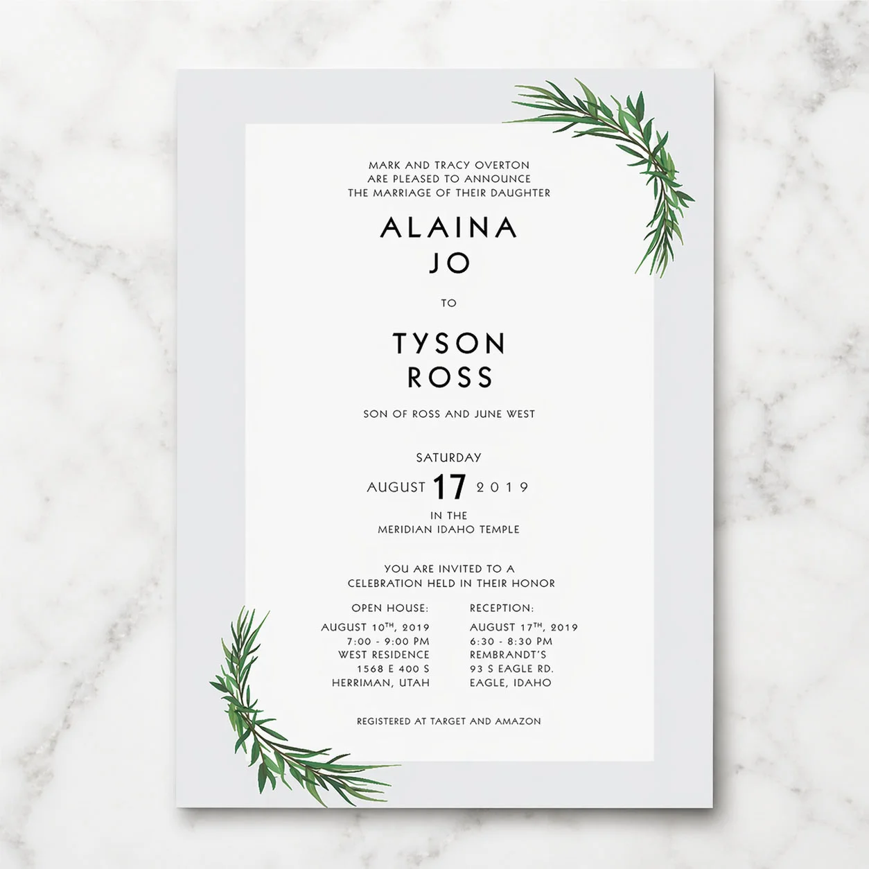Custom LDS wedding invitation design 21